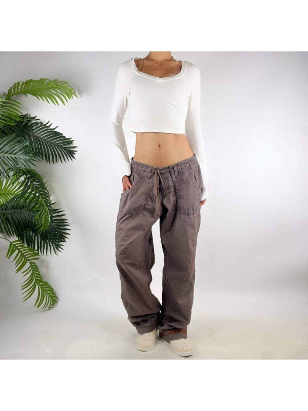 Old Navy Womens Size 12 Brown Gorpcore Fairy Grunge Drawstring Cargo Pants